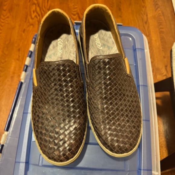 Men Size 11.5 Olukai brown leather shoe main image 4